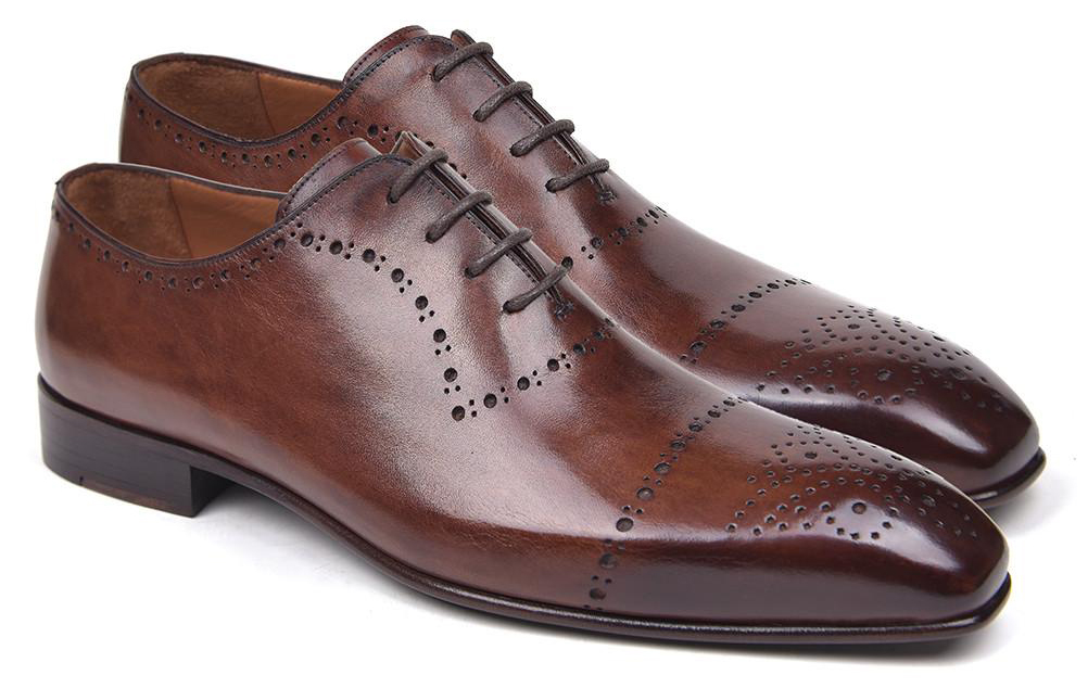 Paul Parkman ''ZLS11BRW" Cognac Genuine Calfskin Leather Perforated Shoes.
